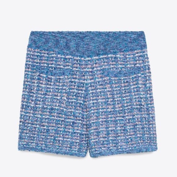 NWT. Zara Blue Metallic Thread Shorts Size S, L. - Picture 1 of 9